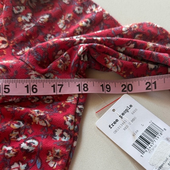 🆕 Free People Say Hello Floral Long Sleeve Mini Dress, Size L - Picture 9 of 11